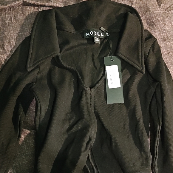 Motel Rocks Black Ribbed Top - Picture 1 of 3